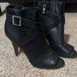 Vince Camuto Black Peep-Toe Heeled Boots